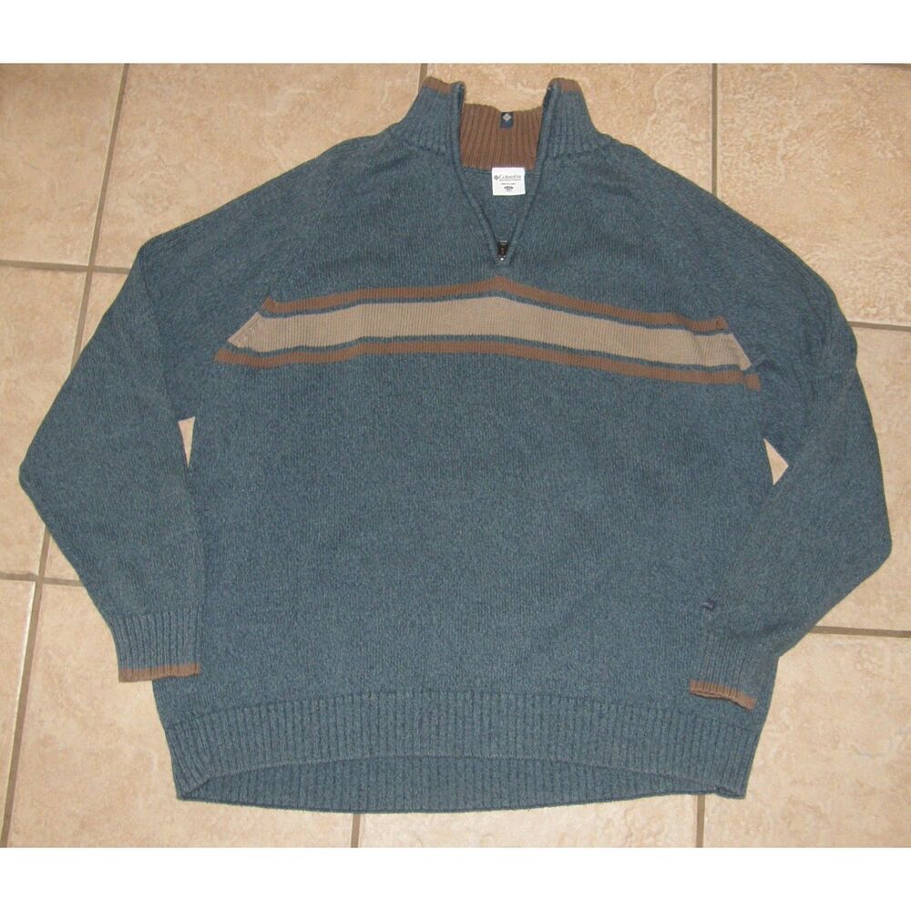 COLUMBIA Mens Sz XXL Casual Wear Stretchy Cotton Pullover 1/4 Zip Cozy Sweater